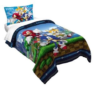 Sonic Tails Knuckles 2-Piece Reversible Bedding Comforter Set - Twin/Full